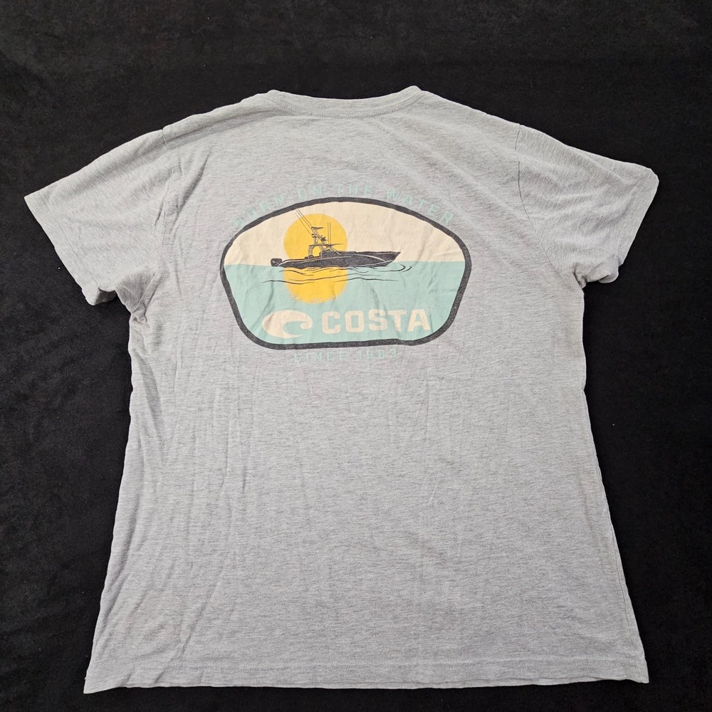 Costa Boating Gray Short Sleeve Cotton Blend T-Shirt Men's M